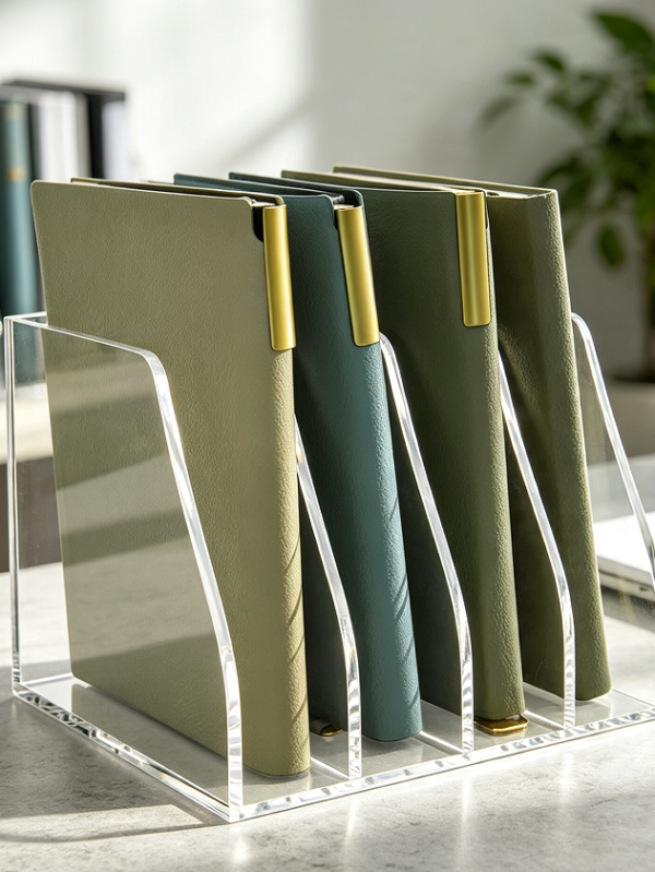Clear Acrylic Magazine Rack with Four Compartments