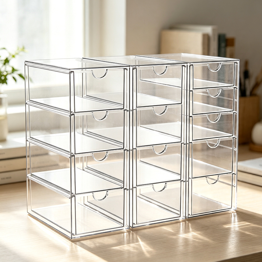 Three-Pack Acrylic Organiser with Thirteen Drawers