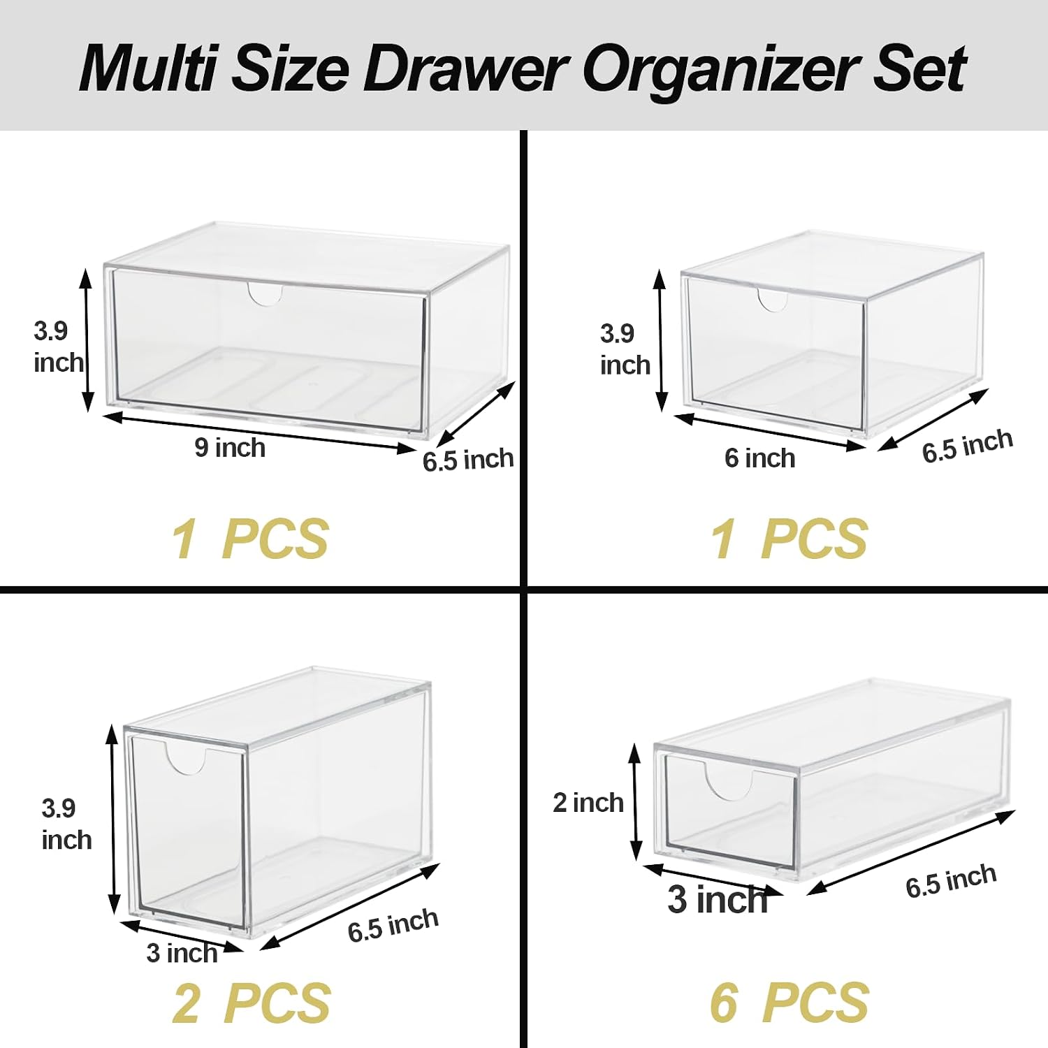 Stackable Acrylic Storage Organiser with Ten Drawers - Image 2