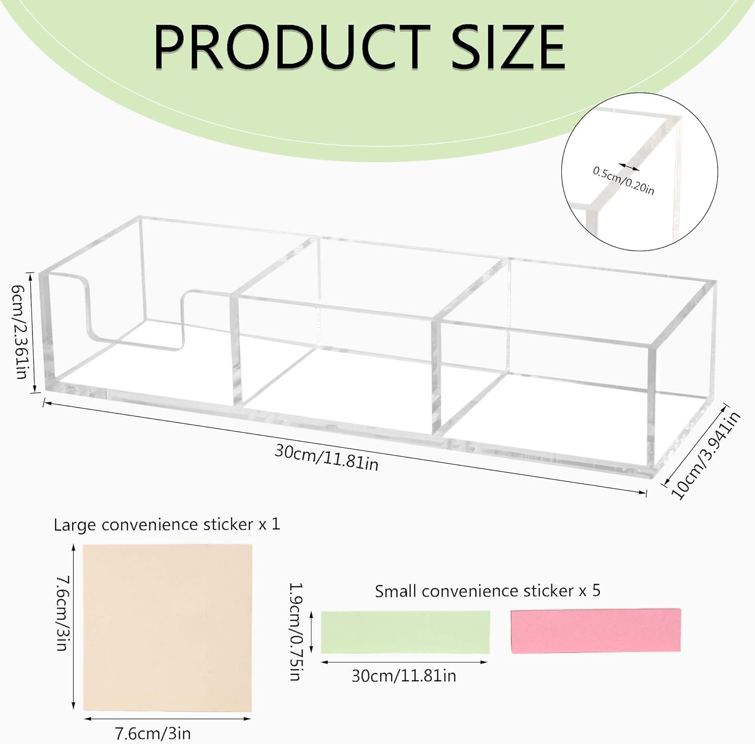 Three-Compartment Acrylic Sticky Note Holder and Dispenser - Image 2
