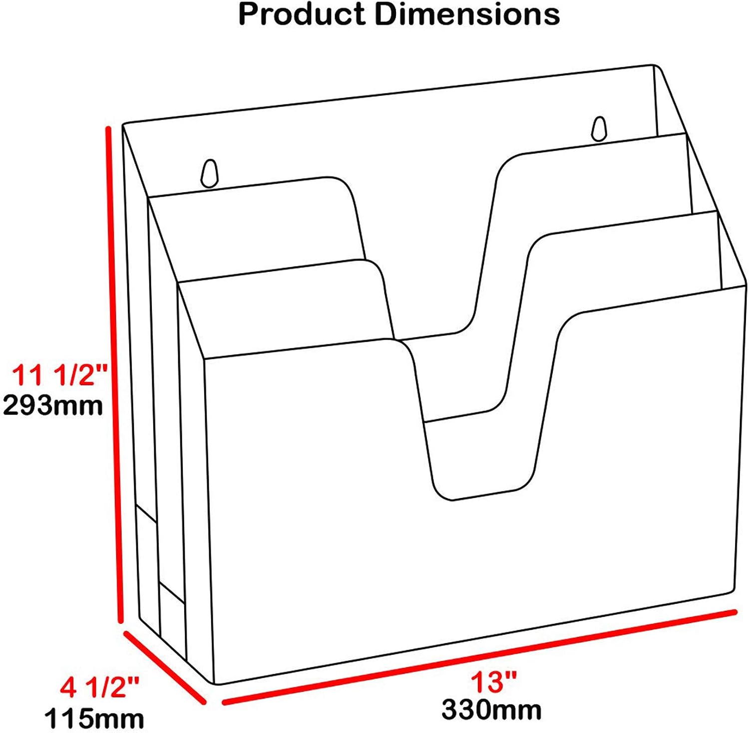 Triple Horizontal Clear Acrylic File Folder Holder - Image 2