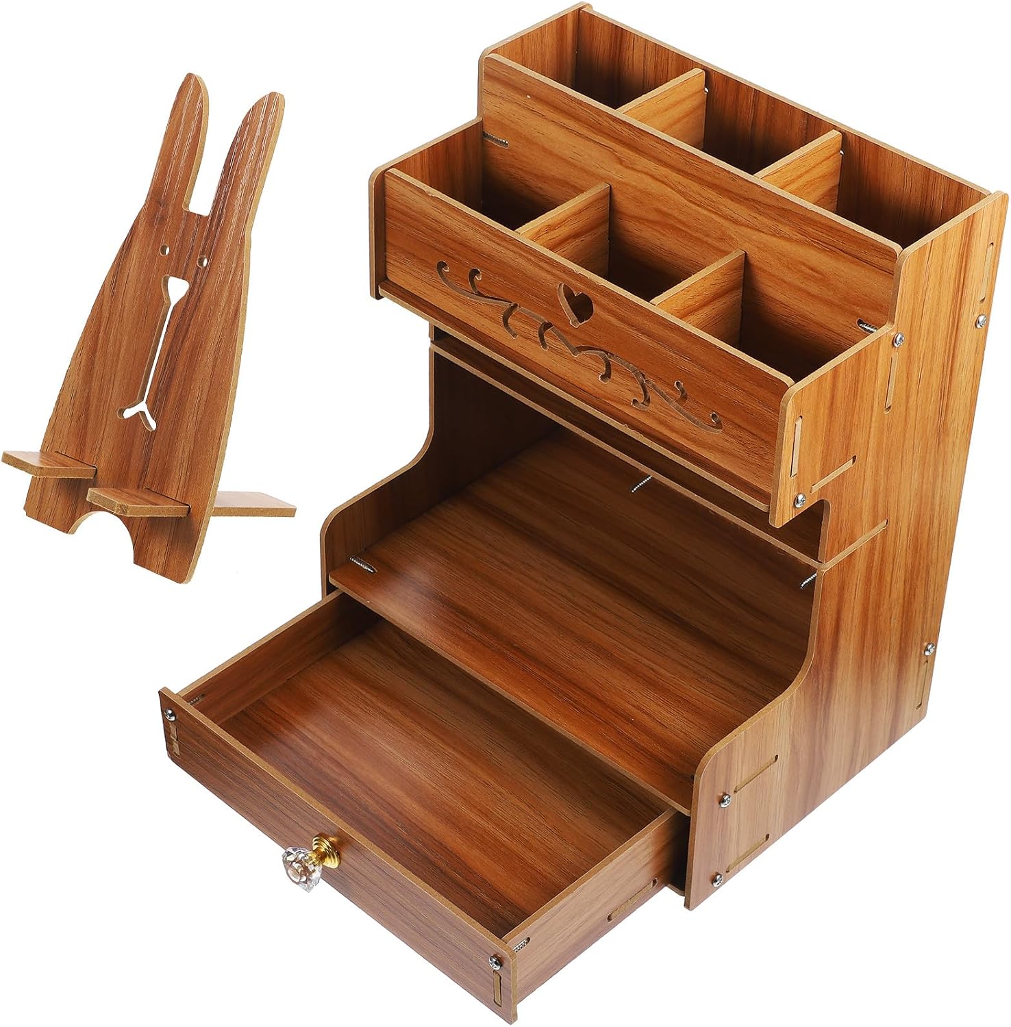 Large Wooden Multi-Compartment Pen Organiser