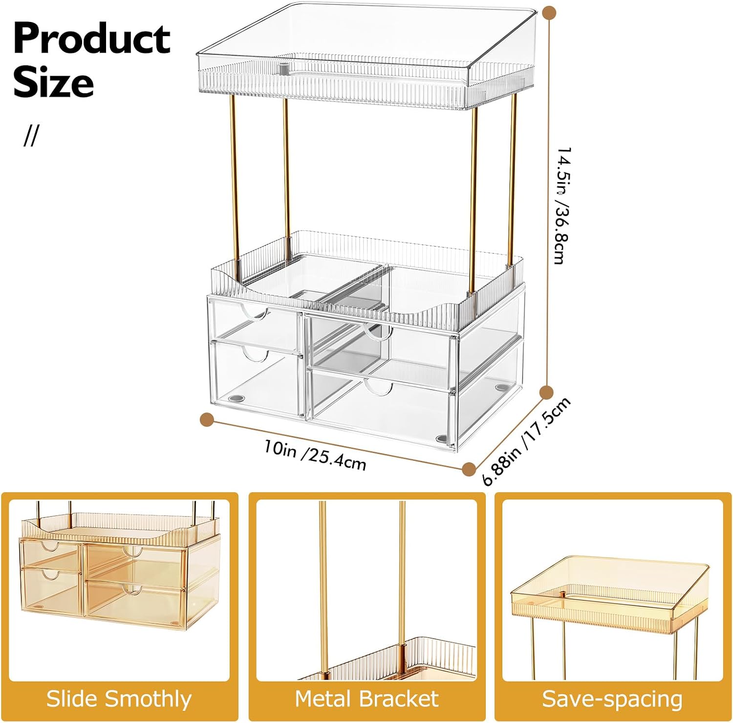 Four-Tier Clear Makeup Storage Drawer Unit - Image 2