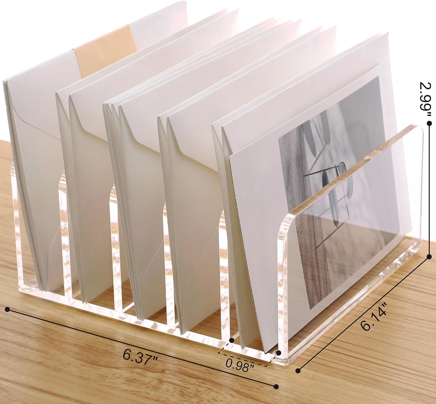 Five-Compartment Clear Acrylic Desktop File Organiser - Image 2