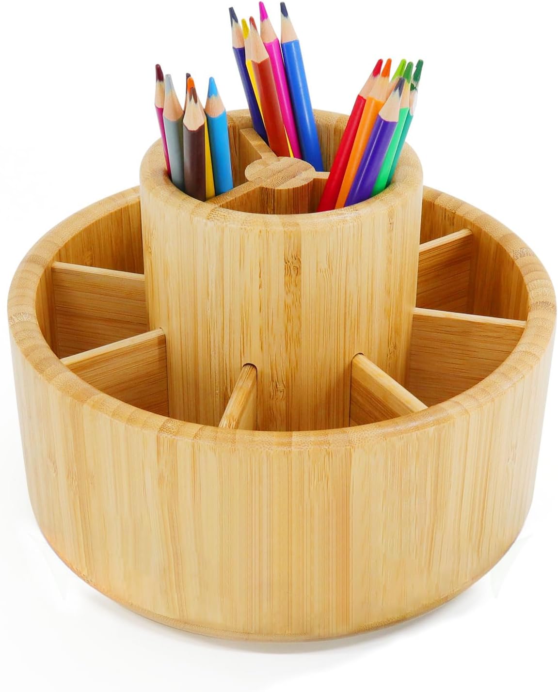 Bamboo 11-Section Rotating Art Caddy