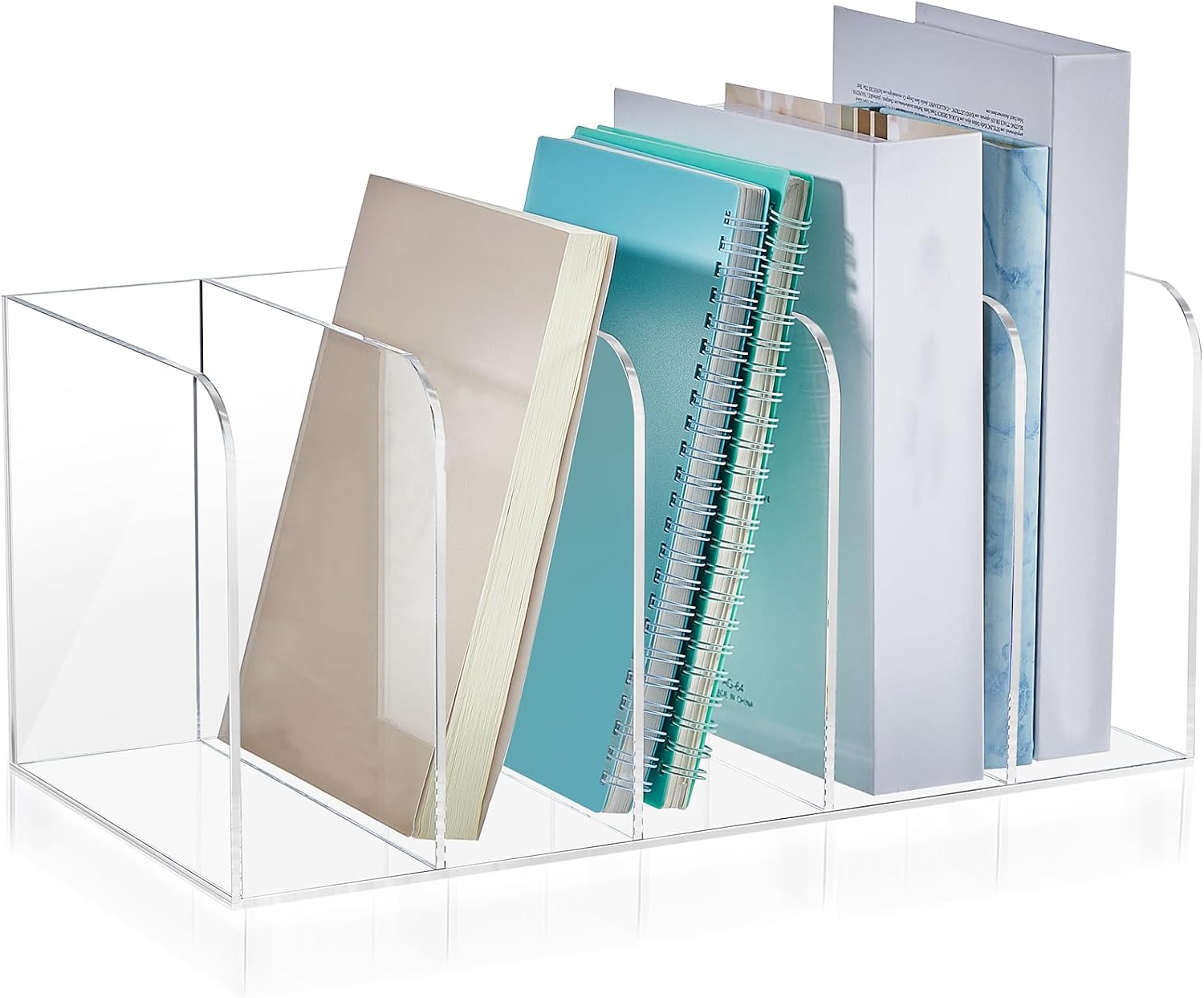 Clear Acrylic Magazine Holder with Vertical Compartments