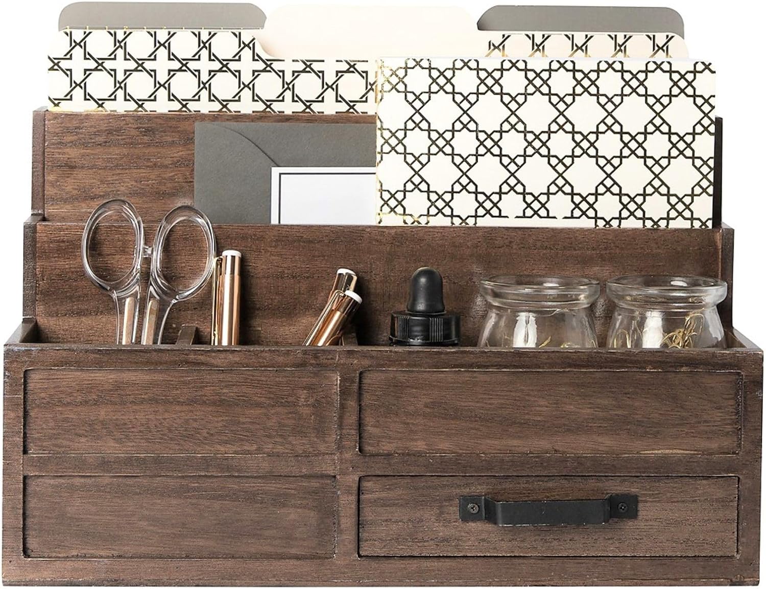 Wooden Drawer Mail Sorter Pen Holder